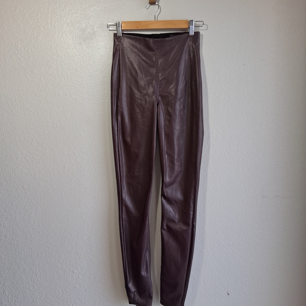 Rag & Bone Deep Burgundy Nina  Faux Leather Skinny Pants Sz. XS  Festival Boho - Picture 2 of 15